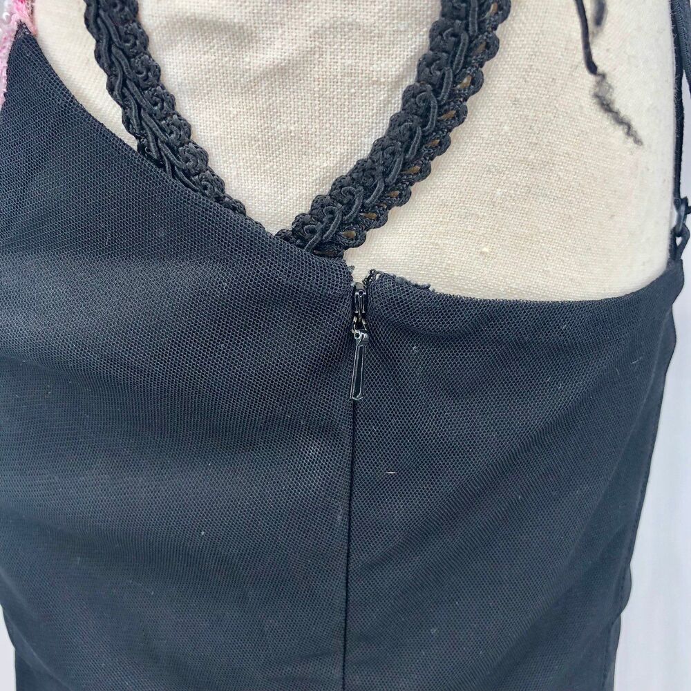 Cache Vintage Black Pink Beaded Fairy Top Medium - Picture 6 of 7